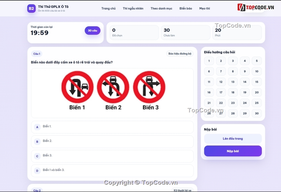 web,web app,lý thuyết thi bằng,xe ô tô,lái xe ô tô